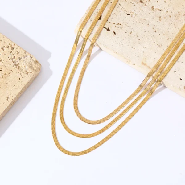 Gold Stacking Layered Necklace - Image 4