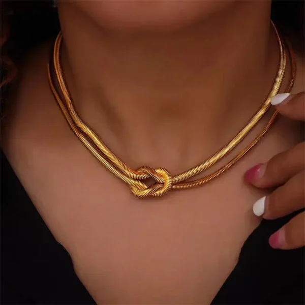 Knotted Gold Chain Necklace - Image 2